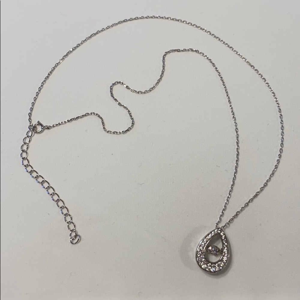 Silver crystal necklace.